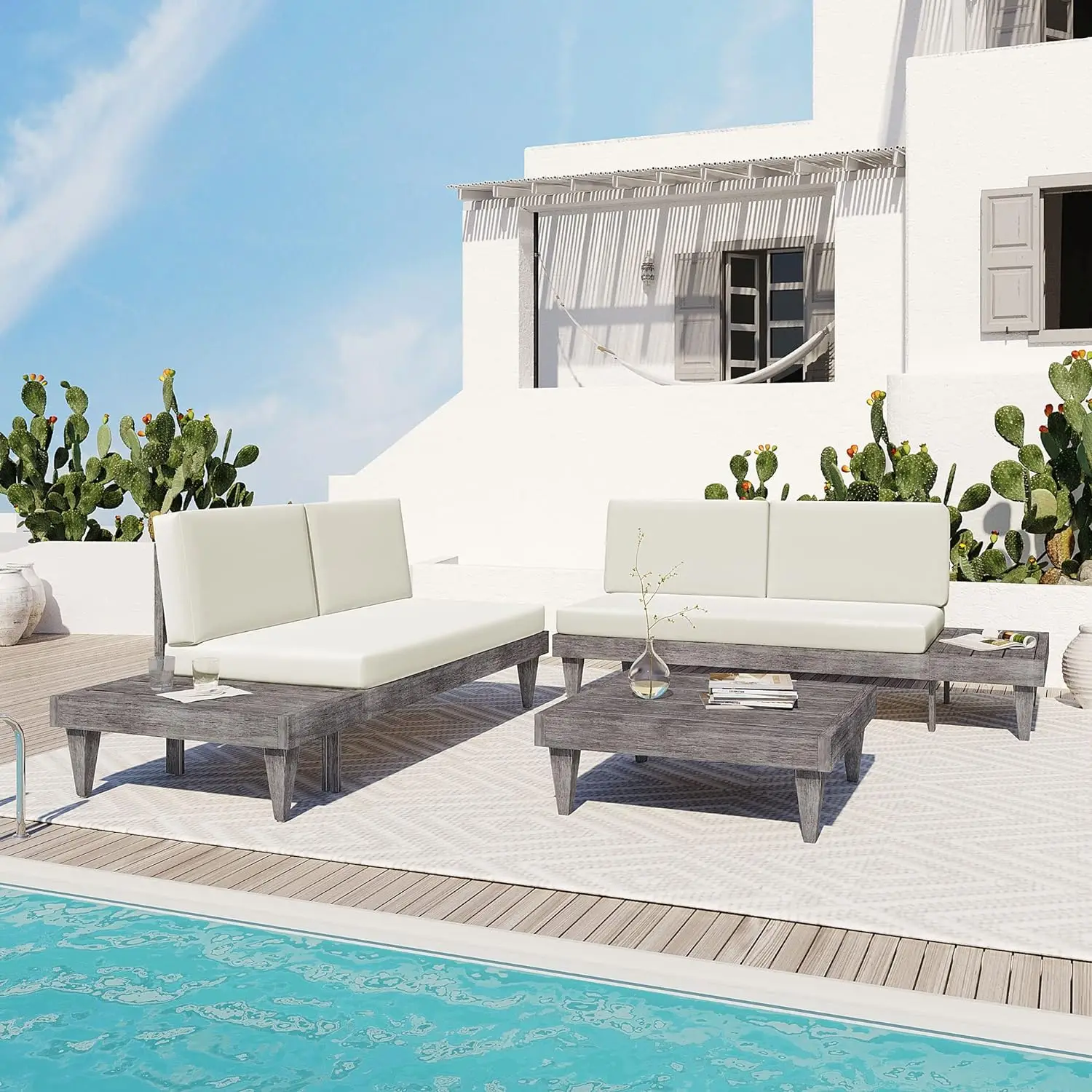 3-Piece Outdoor Patio Sofa, Wood Sectional Conversation Set with Coffee Side Table and Cushions for Garden,Backyard,Porch
3-Piece Outdoor Patio Sofa, Wood Sectional Conversation Set with Coffee Side Table and Cushions for Garden,Backyard,Porch