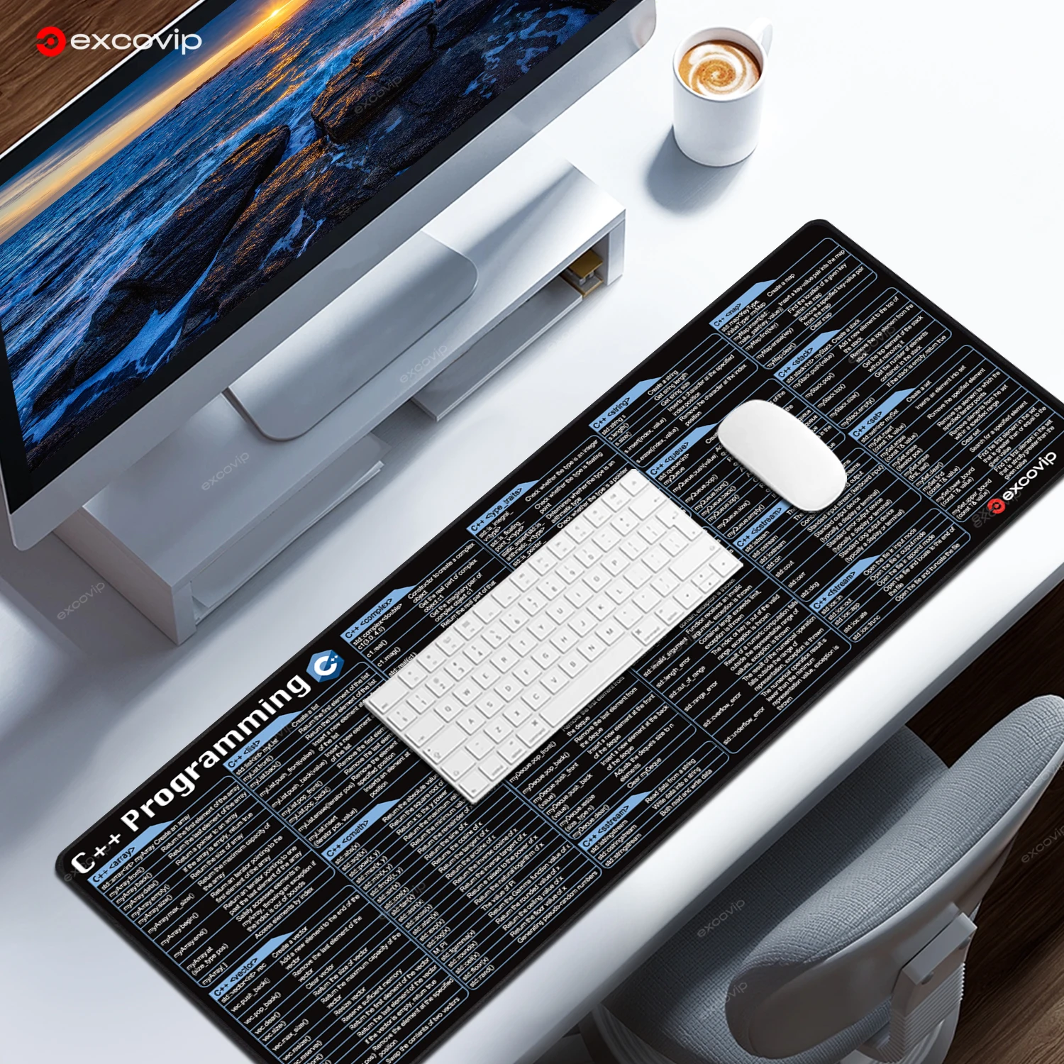 EXCO C++ Programing Mouse Pad Large Shortcuts Keyboard Mousepad Cheat Sheet Desk Mat Stitched Edge Non-Slip Base for Engineer EXCO C++ Programing Mouse Pad Large Shortcuts Keyboard Mousepad Cheat Sheet Desk Mat Stitched Edge Non-Slip Base for Engineer