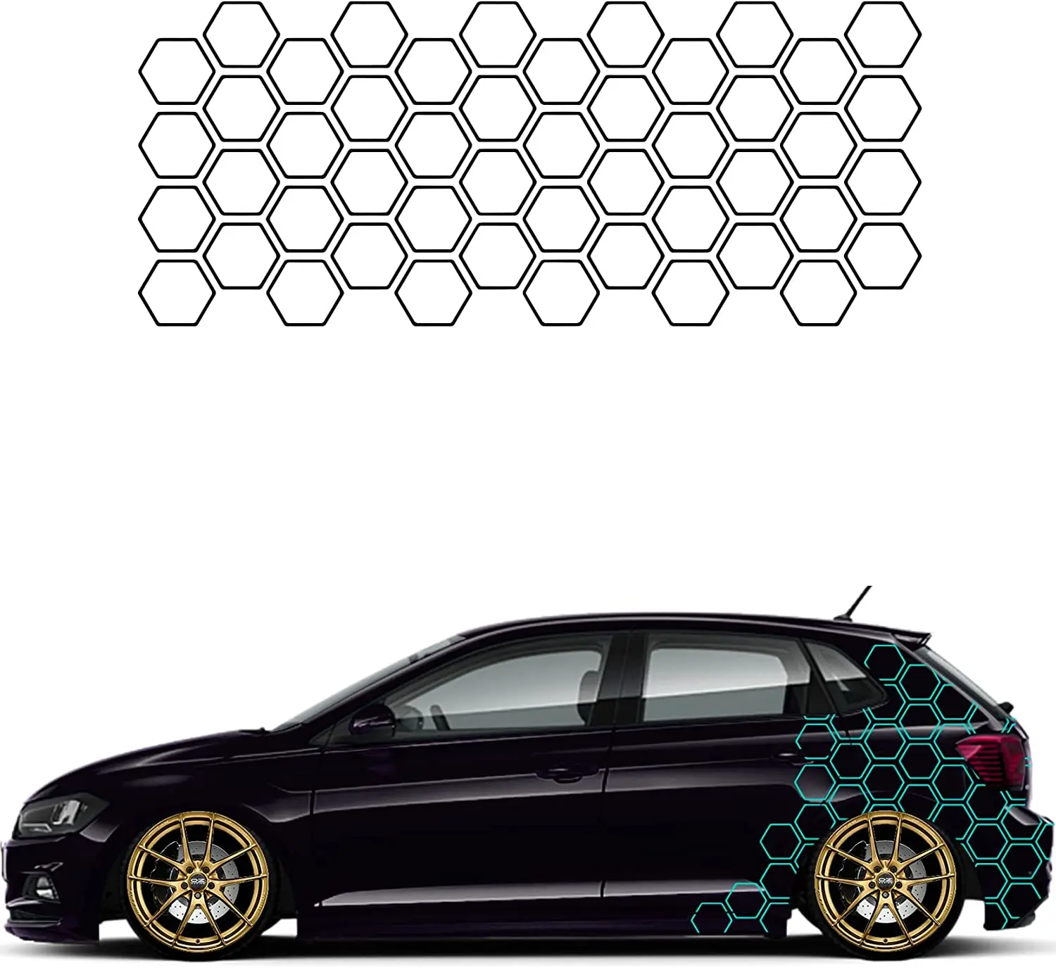 

1A Style Sticker Car Honeycomb Open Sticker Car Decor Tuning Car Side Sticker Hexagon Caravan Premium Film (Turquoise)
