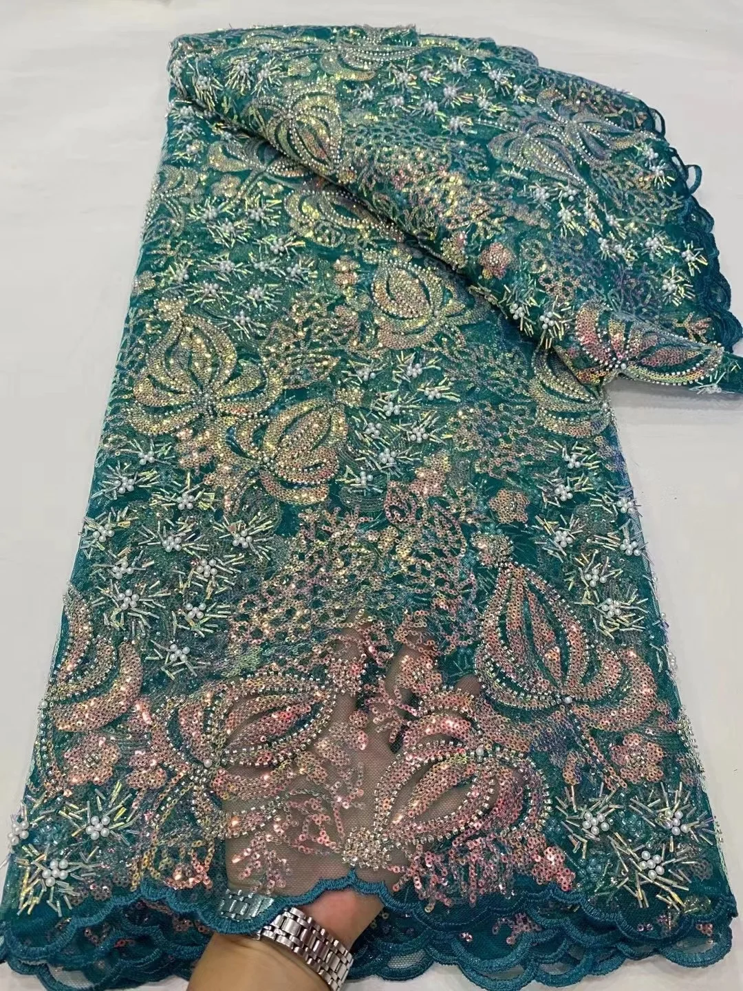Green Nigerian Lace Fabric Sequins Beads Embroidery African Lace Bridal High Quality Beads French Tulle Lace Fabric Wedding
Green Nigerian Lace Fabric Sequins Beads Embroidery African Lace Bridal High Quality Beads French Tulle Lace Fabric Wedding