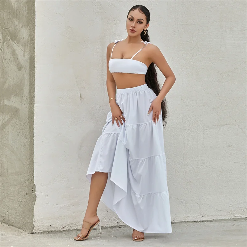 Musuos Women's Summer Outifts Streetwear Solid Tie-up Sling Backless Crop Tops Elastic Waist A-line Skirt Set Casual Vacation
Musuos Women's Summer Outifts Streetwear Solid Tie-up Sling Backless Crop Tops Elastic Waist A-line Skirt Set Casual Vacation