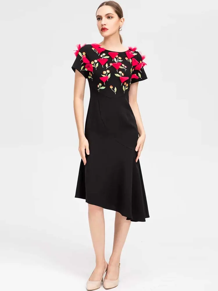 MoaaYina Fashion Designer dress Autumn Women Dress Short Sleeve Flower Embroidery Sequins Vintage Party Balck Mermaid Dresses
MoaaYina Fashion Designer dress Autumn Women Dress Short Sleeve Flower Embroidery Sequins Vintage Party Balck Mermaid Dresses