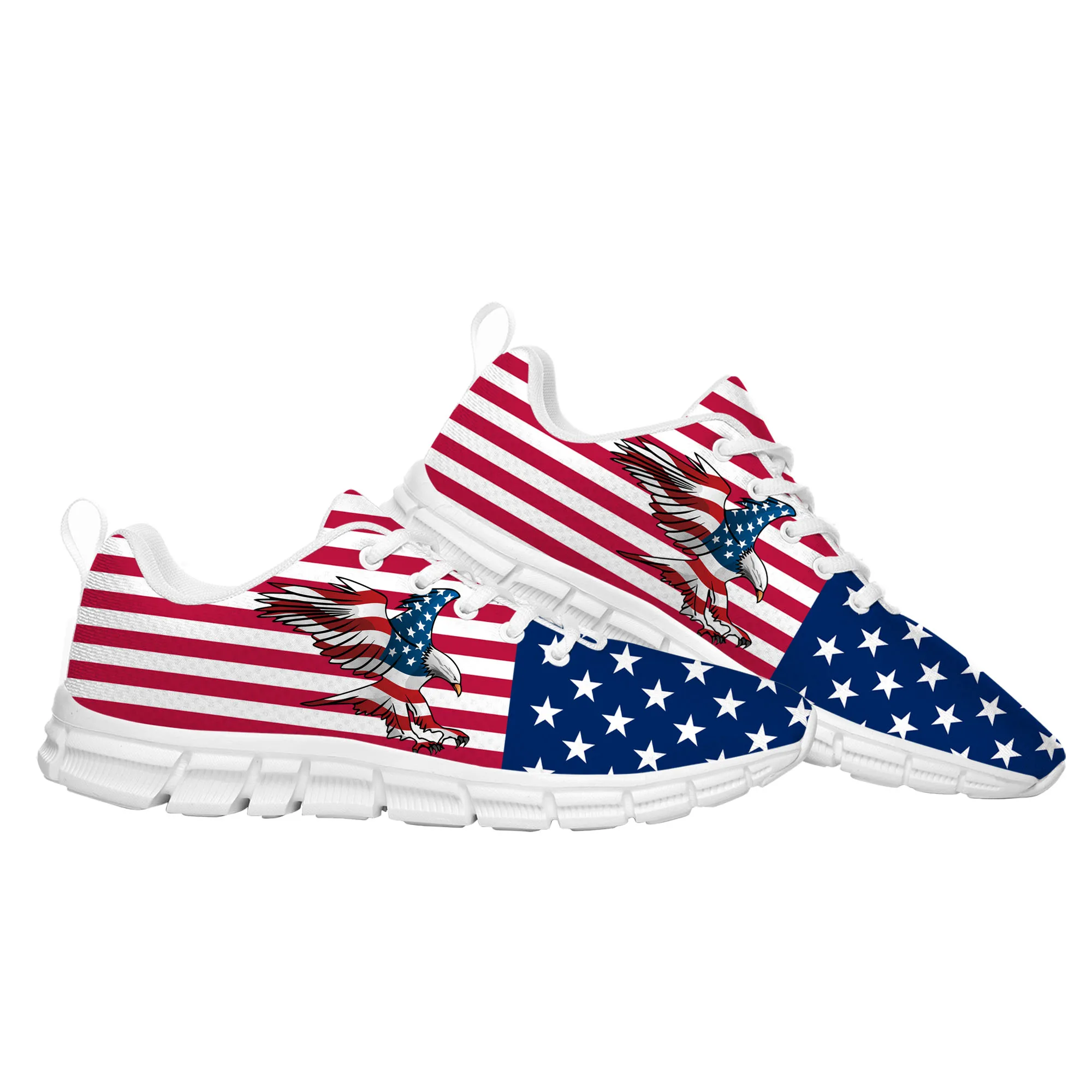 

USA Flag America Red Blue White Art Sports Shoes Mens Womens Teenager Kids Children Sneakers Casual Custom Quality Couple Shoes