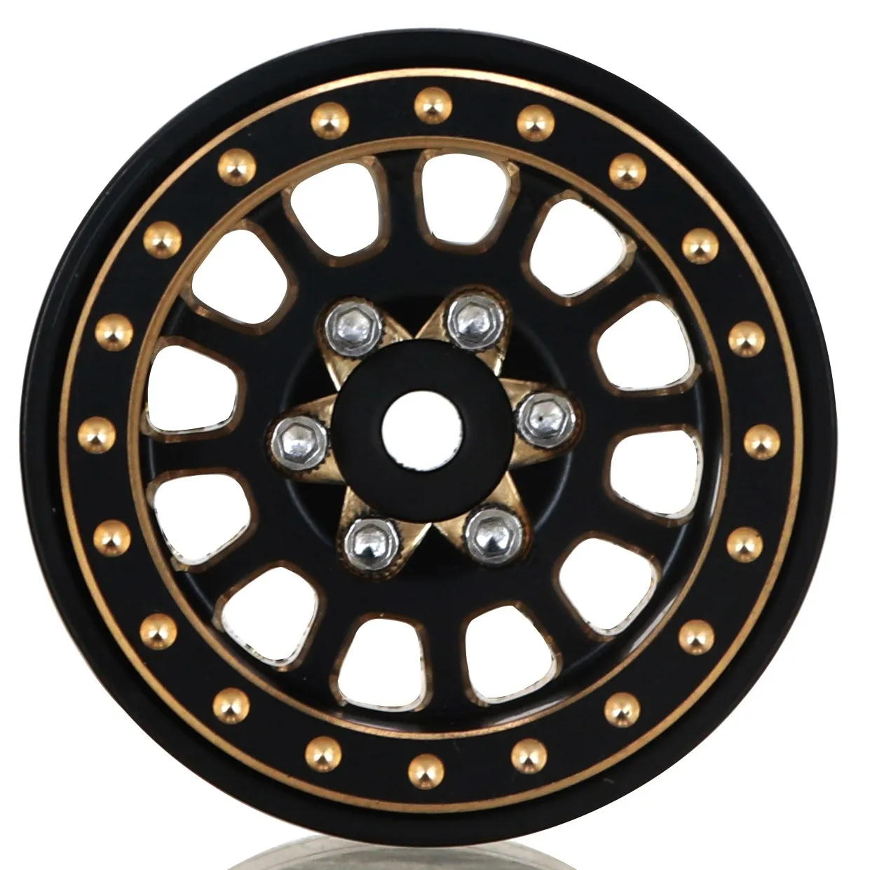 

For 1/24 1/18 Rc Crawler Car Trax/as Trx4m Fms Fcx24 Axial Scx24 Ax24 42g Black Coating Brass 1.1" Beadlock Wheel Rims