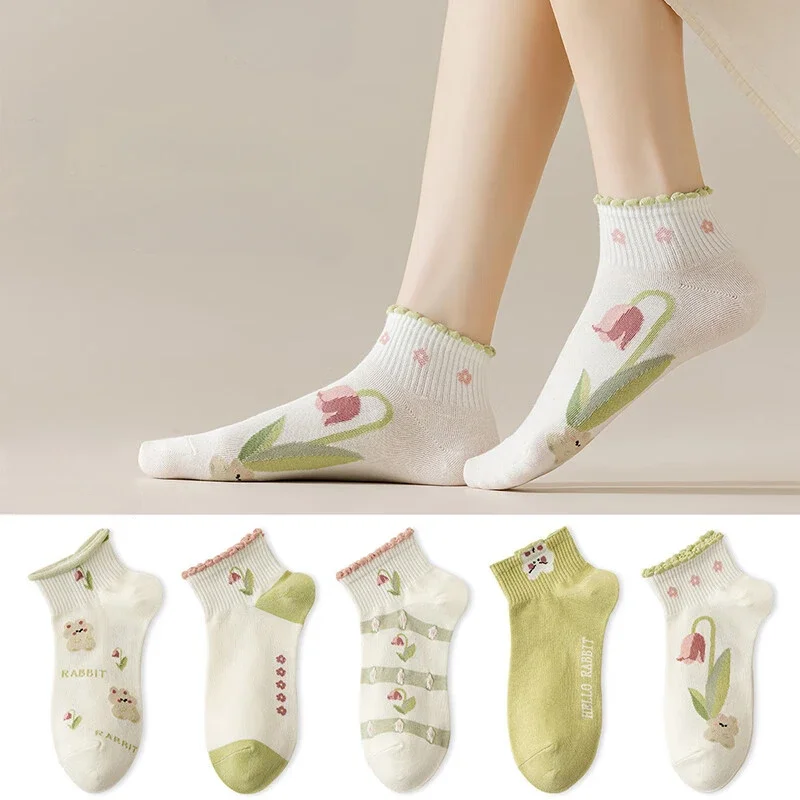 Cartoon Small Fresh Flower Tulip Print Socks Little Rabbit Bear Animal Cotton Sock Student Lolita Ruffle Breathable Short Soxs
Cartoon Small Fresh Flower Tulip Print Socks Little Rabbit Bear Animal Cotton Sock Student Lolita Ruffle Breathable Short Soxs