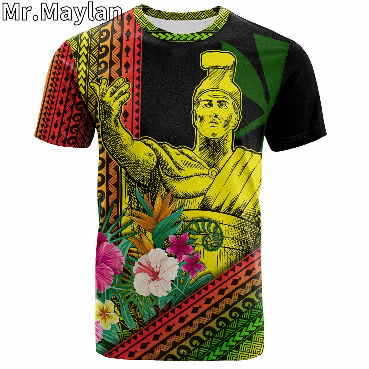 

3D Hawaii T-Shirt King Kamekameha Tropical Flowers Hawaiian Polynesian Tshirt Man/Woman Harajuku Streetwear Tshirts Short sleeve