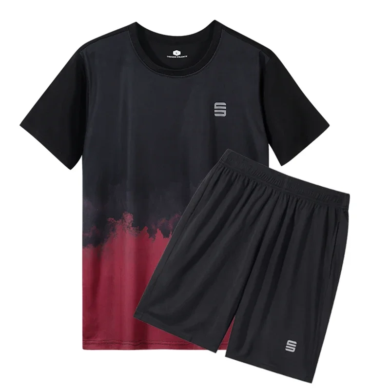 

Комплект мужской дышащей спортивной одежды, баскетбольная рубашка, шорты, короткий рукав, сухая посадка, Джерси для бега на открытом воздухе, комплект из 2 предметов
