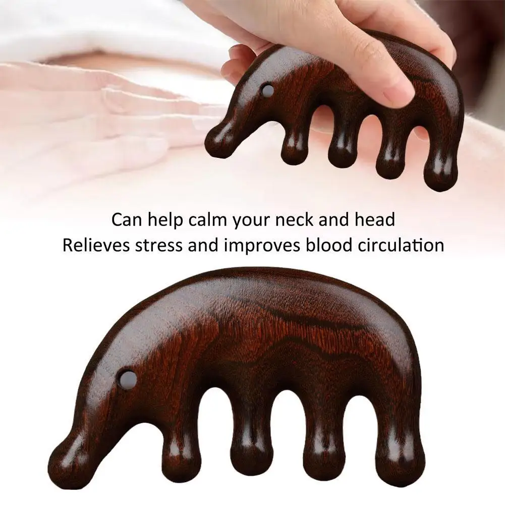 

1pcs Meridian Massage Comb Five-Tooth Handleless Chinese Acupuncture Head Comb Blood Circulation Sandalwood Scalp Meridian Comb