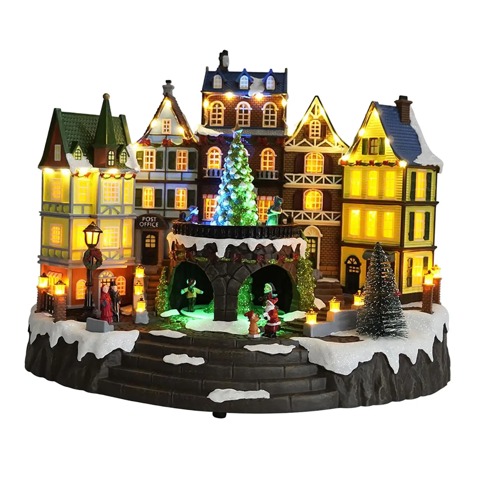 

Christmas Winter Scene House LED Lights Village Dollhouse Cabin Decoration Ornament Figurine for Desktop Indoor Holiday Streets