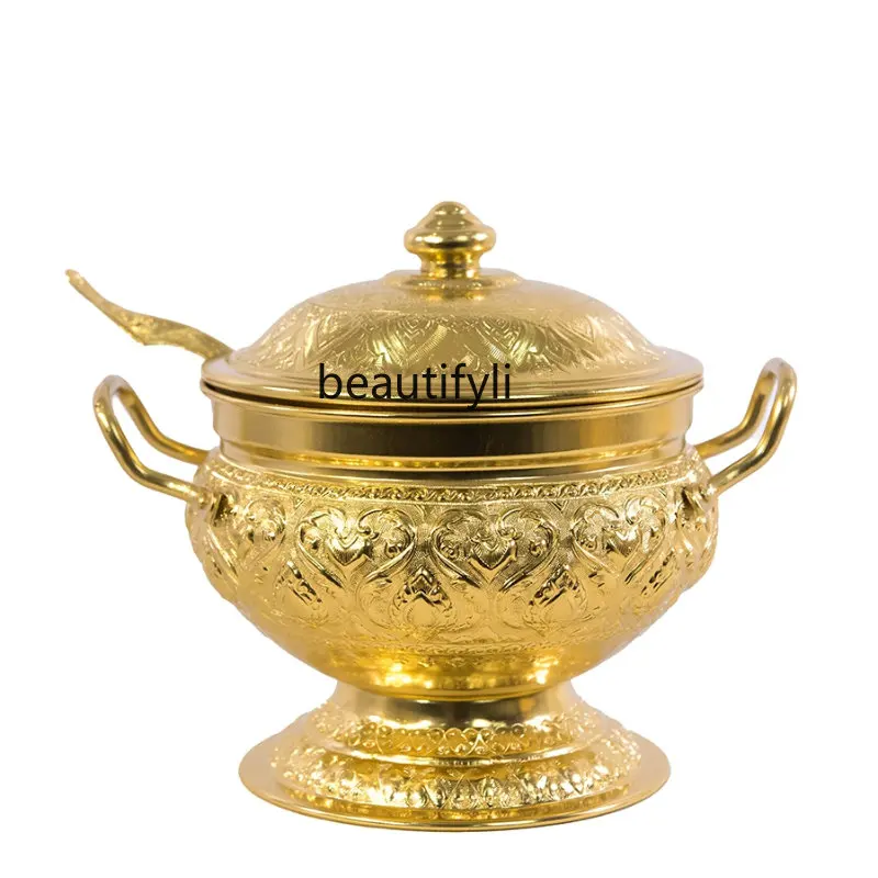 yj Printed High-Leg Tin Pot Thai Restaurant Hotel Southeast Asian Characteristic Home with Lid Winter Yin Gong Soup Pot
yj Printed High-Leg Tin Pot Thai Restaurant Hotel Southeast Asian Characteristic Home with Lid Winter Yin Gong Soup Pot
