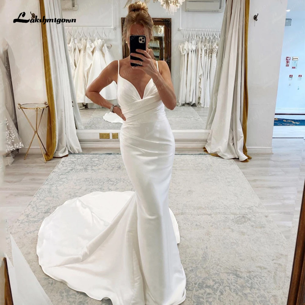 Lakshmigown Mermaid Wedding Dresses Spaghetti Straps Bridal Gowns Boho Beach Backless Satin Wedding Prom Gowns Robes De Mariée
Lakshmigown Mermaid Wedding Dresses Spaghetti Straps Bridal Gowns Boho Beach Backless Satin Wedding Prom Gowns Robes De Mariée