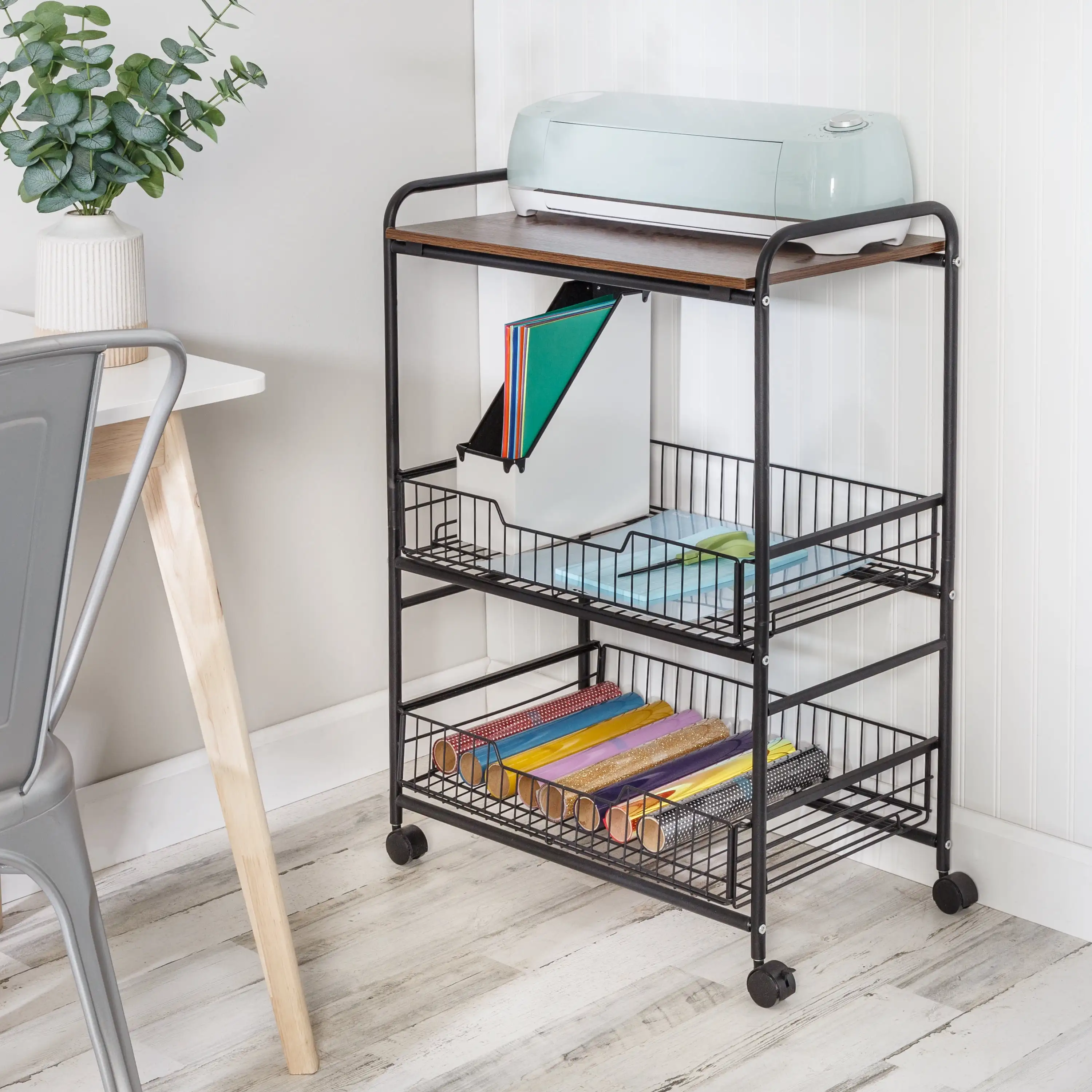 Honey Can Do 3-Tier Rolling Kitchen Storage Cart with Wood Shelf and Pull-Out Baskets, Black/Walnut
Honey Can Do 3-Tier Rolling Kitchen Storage Cart with Wood Shelf and Pull-Out Baskets, Black/Walnut