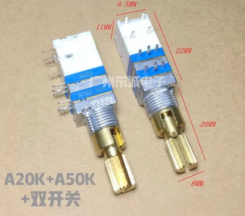 Original new 100% precision potentiometer double axis double adjustment A203+A503 20K+50K rotation and press double switch
Original new 100% precision potentiometer double axis double adjustment A203+A503 20K+50K rotation and press double switch