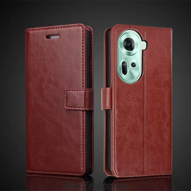 

Card Holder Cover Case for OPPO Reno 11 5G / Reno11 5G 6.7" Global EUR RUS Pu Leather Flip Cover Retro Wallet Case Fundas Coque