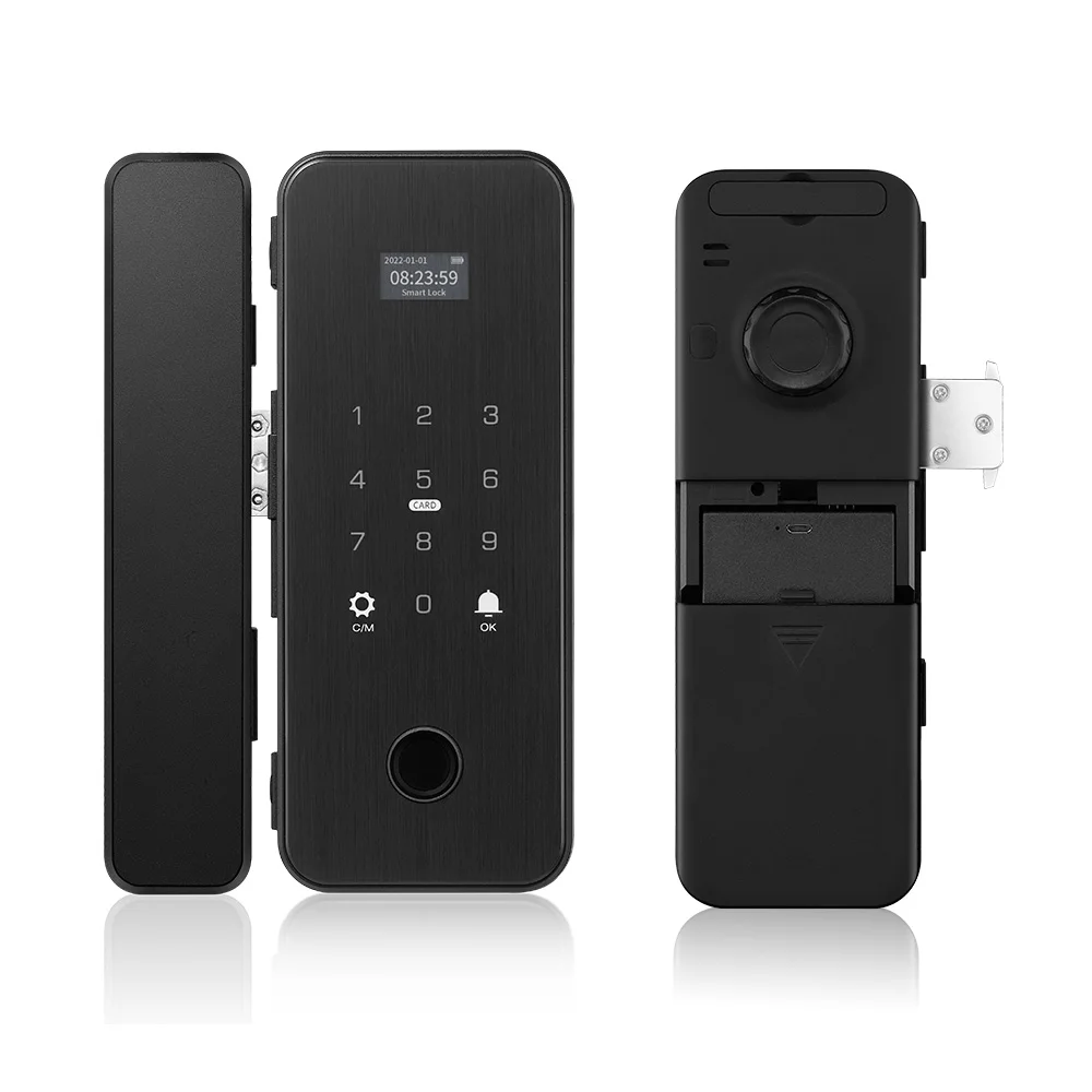Electronic Glass Door Lock Keyless Office Shop Management Fingerprint RFID Card Push Pull Sliding Tuya Wifi App
Electronic Glass Door Lock Keyless Office Shop Management Fingerprint RFID Card Push Pull Sliding Tuya Wifi App
