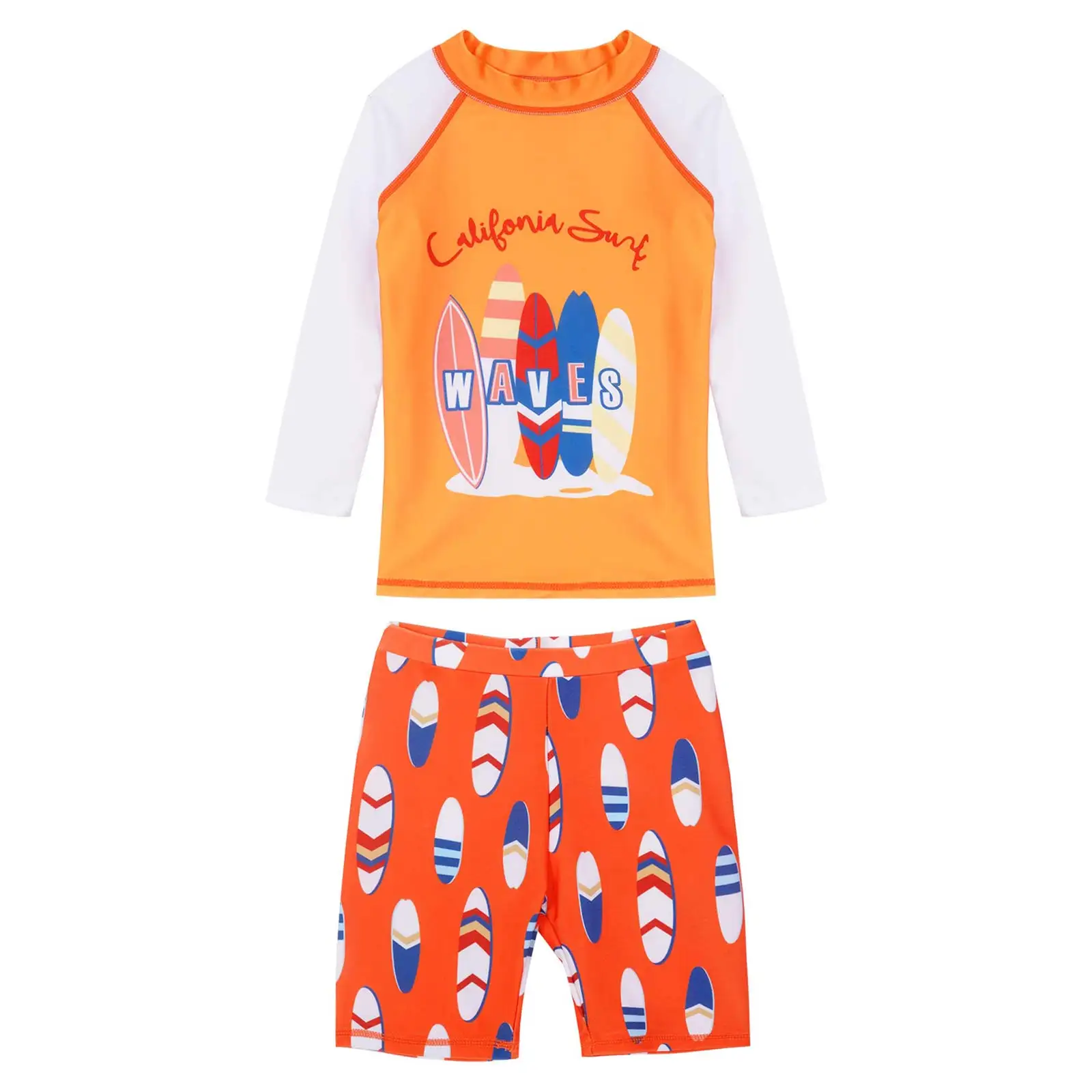 

Kids Boys Swimsuits Swimwear Sets Beachwear Outfits Long Sleeves Cartoon Shark Fish Print Tops and Shorts Surfing Bathing Suits