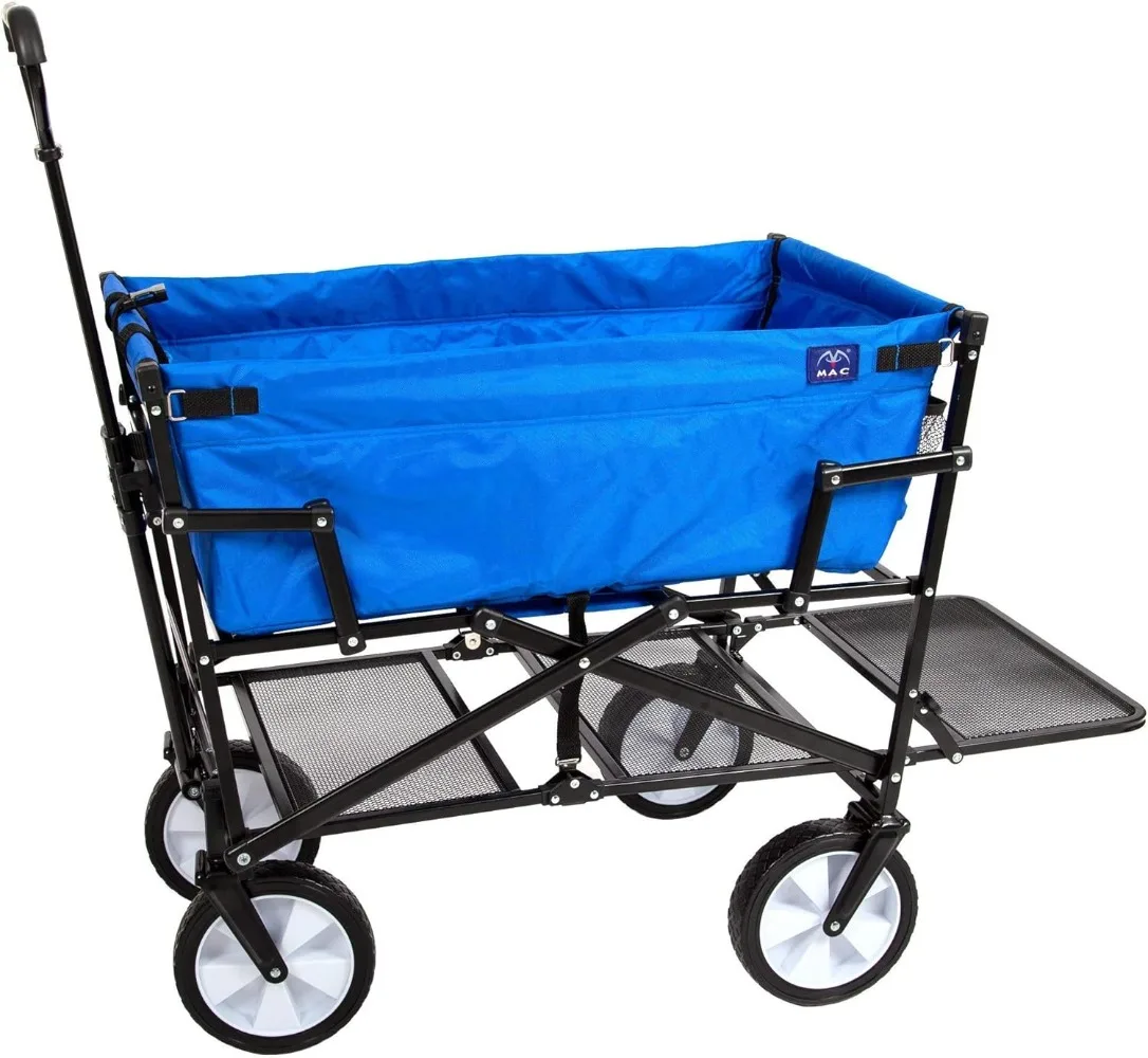 

MacSports Double Decker Wagons Carts Heavy Duty Foldable Outdoor Collapsible Cart Portable Lightweight Utility Cart