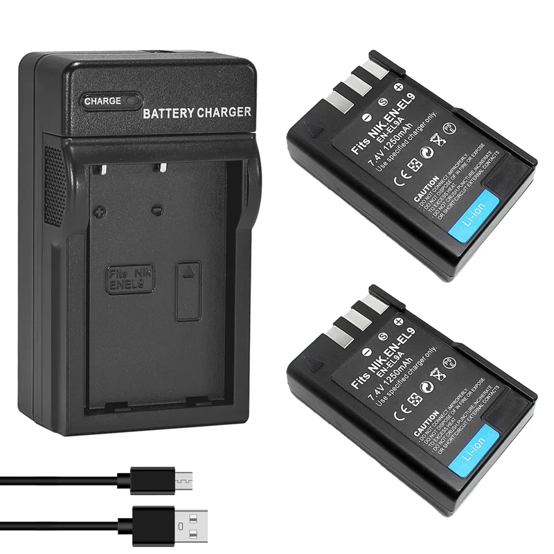 

1250mAh EN-EL9 EN EL9A EN EL9 ENEL9 Batteries + LED Dual Type C Charger for Nikon D40 D40X D60 D3000 D5000 Digital Camera