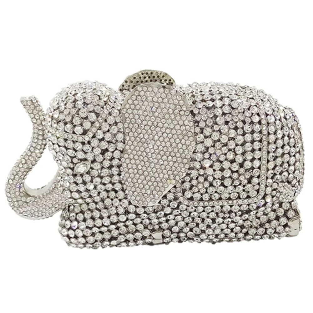 

Elephant Evening Clutches Bags Metal Crystal Clutch Minaudiere Wedding Bridal Purses and