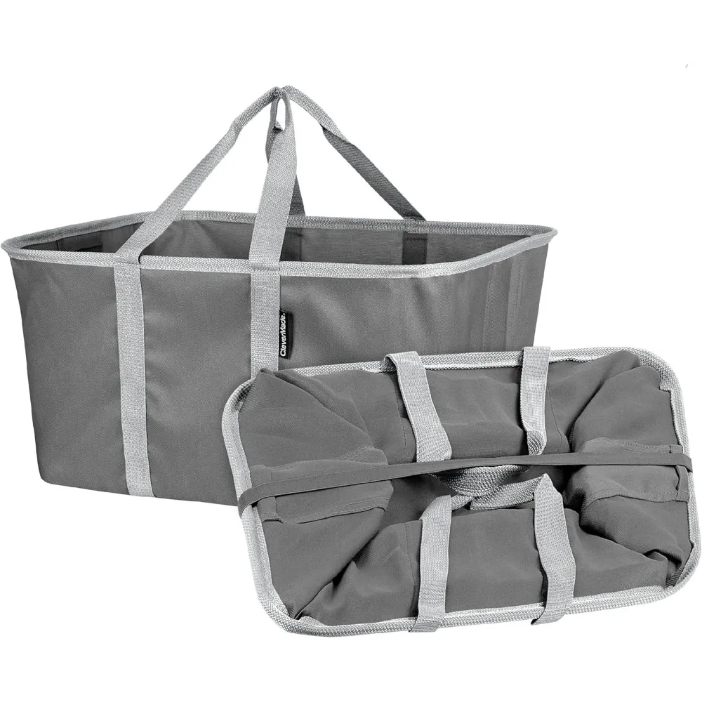 

CleverMade Collapsible Laundry Tote, Charcoal/Gray 2PK - 50L (13 Gal) Collapsible Laundry Baskets with Sturdy Pop-Up Wire Frame