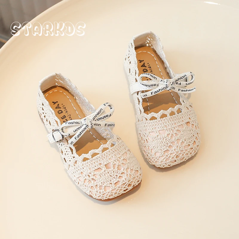 

Cute Lace Crochet Ballet Flats For Baby Girls Chic Bowknot Ballerina Shoes Toddler Kids Summer Breathable Hollow Out Loafers