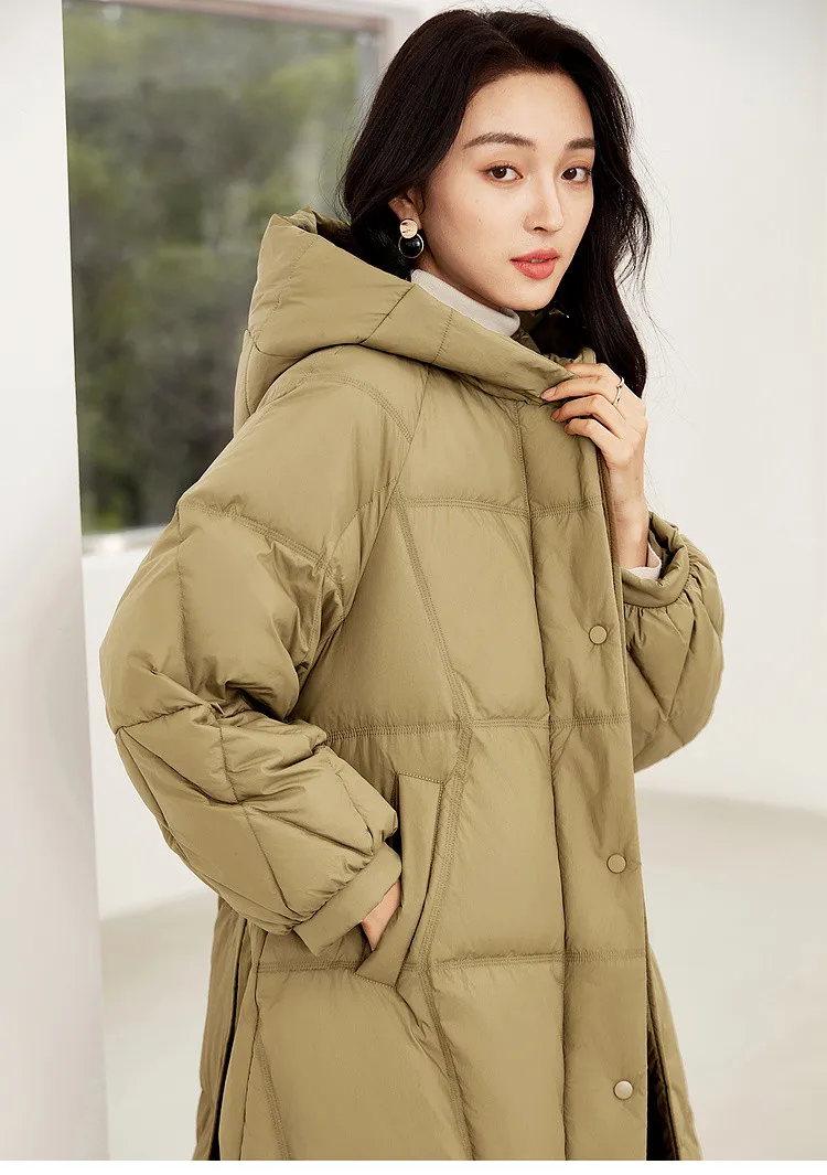 SENTUBILA Women's Winter Puffer Down Jacket Women 2024 Hooded Lantern Sleeve Windproof Mid-Length Down Coats Ladies W44Y58448X SENTUBILA Women's Winter Puffer Down Jacket Women 2024 Hooded Lantern Sleeve Windproof Mid-Length Down Coats Ladies W44Y58448X