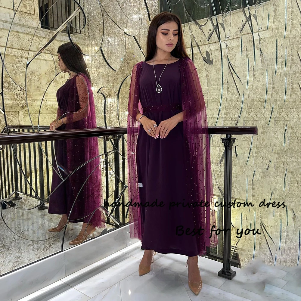 Plum Mermaid Evening Dresses for Women Pearls Tulle Satin Formal Prom Dress Ankle Length Arabian Dubai Occasion Party Gowns
Plum Mermaid Evening Dresses for Women Pearls Tulle Satin Formal Prom Dress Ankle Length Arabian Dubai Occasion Party Gowns