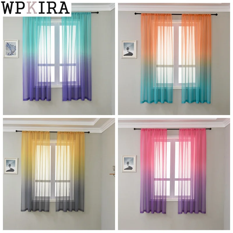 Rainbow Gradient Color Window Curtain for Living Room Kitchen Blue Tulle Drape Purple Voile Sheer Fabrics Rideaux ZH041&C
Rainbow Gradient Color Window Curtain for Living Room Kitchen Blue Tulle Drape Purple Voile Sheer Fabrics Rideaux ZH041&C