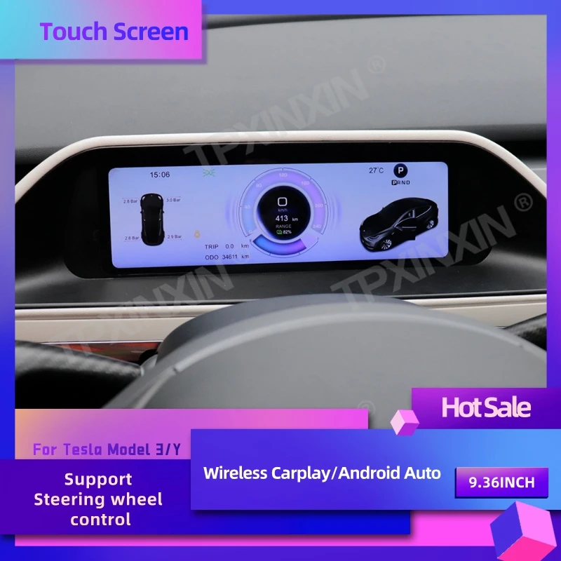 9.36 Inch For Tesla Model 3/Y 2017-2023 Car Digital Instrument Dashboard Touchable Screen Odometer Dual System GPS Navigation
9.36 Inch For Tesla Model 3/Y 2017-2023 Car Digital Instrument Dashboard Touchable Screen Odometer Dual System GPS Navigation