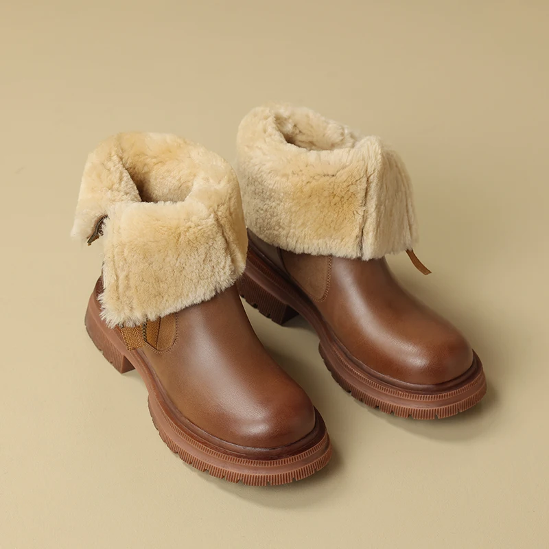Vintage Women Ankle Boots Genuine Leather High Quality Warm Wool Fur Winter Shoes Woman Retro Style Casual Short Boots 2024 New
Vintage Women Ankle Boots Genuine Leather High Quality Warm Wool Fur Winter Shoes Woman Retro Style Casual Short Boots 2024 New
