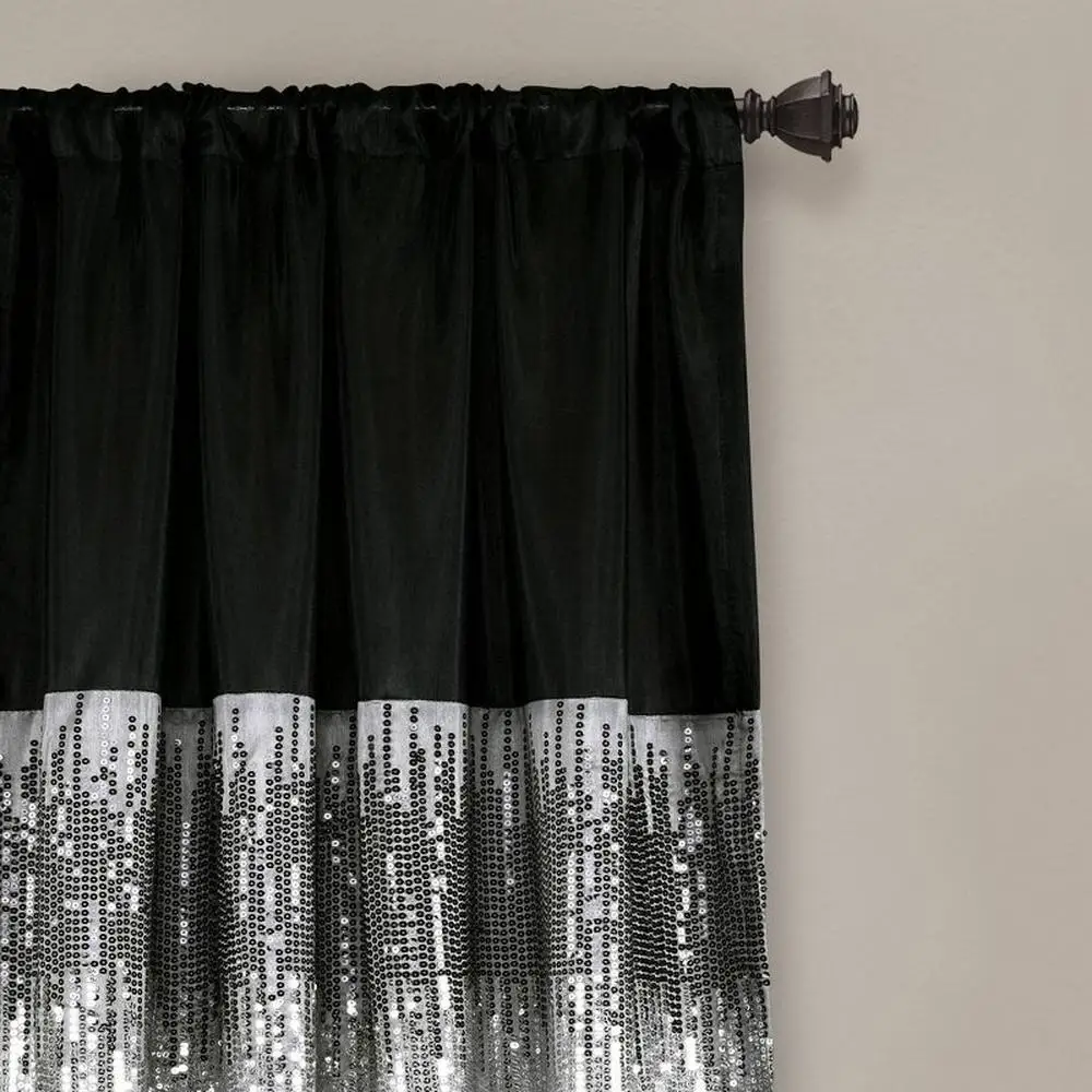 

Night Sky Sparkle Sequin Window Curtain Panel Hollywood Glam Filter Sunlight 42x108 White Liner Easy Install Hand Wash Shimmery