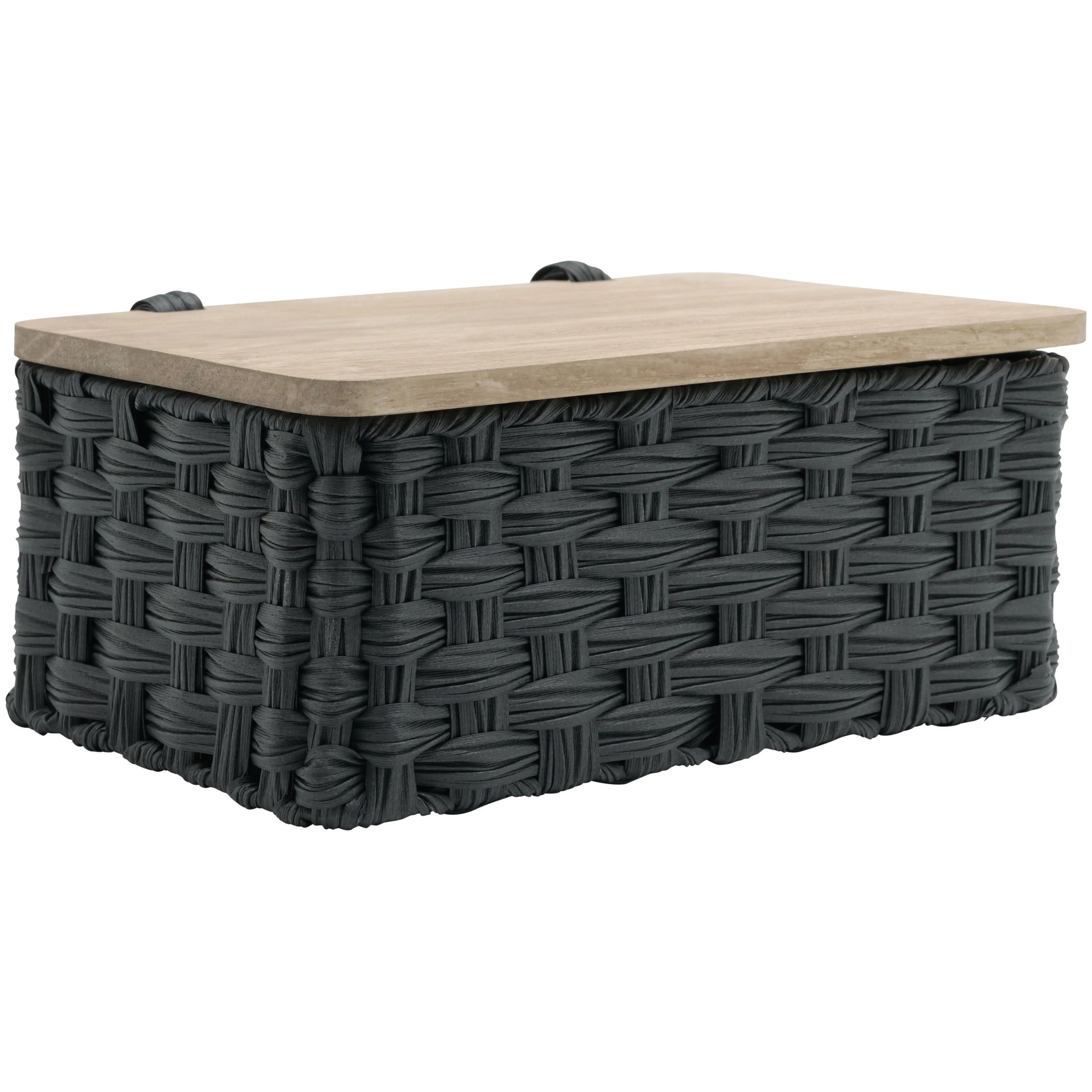 Better Homes & Gardens Black Resin Basket with Woven Design and Natural Wood Lid
Better Homes & Gardens Black Resin Basket with Woven Design and Natural Wood Lid