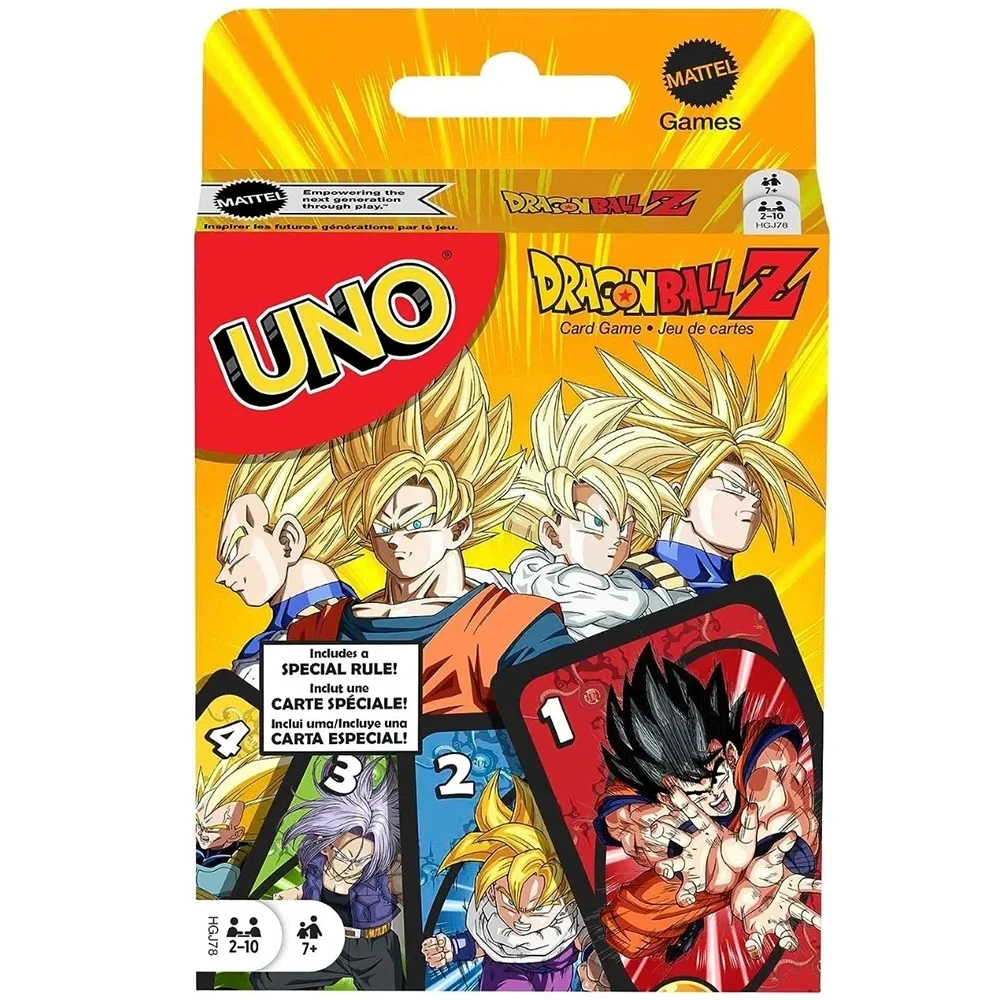 Mattel Games UNO Dragon Ball Z Card Game for Family Night Featuring Tv Show Themed Graphics and a Special Rule for 2-10 Players
Mattel Games UNO Dragon Ball Z Card Game for Family Night Featuring Tv Show Themed Graphics and a Special Rule for 2-10 Players