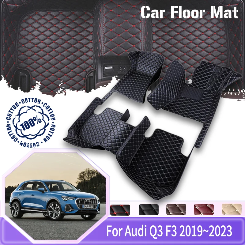 

Leather Car Floor Mats For Audi Q3 F3 MK2 2019 2020 2021 2022 2023 Waterproof Pads Car Carpet Floor Mat Tappeto Car Accessories