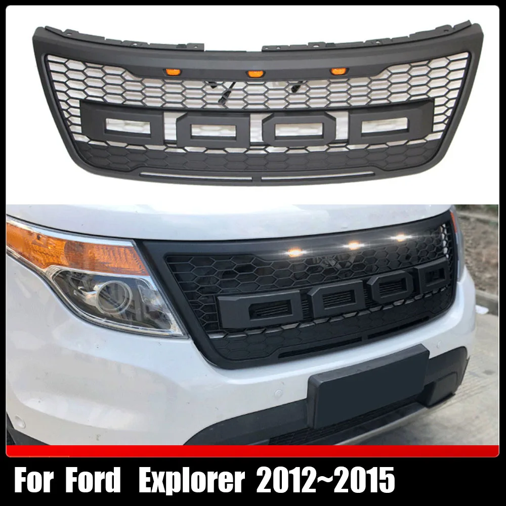 Off Road Car Parts ABS Grey Black Front Upper Bumper Grille Grill With LED Lights+Letters For Ford Explorer 2012~2015
Off Road Car Parts ABS Grey Black Front Upper Bumper Grille Grill With LED Lights+Letters For Ford Explorer 2012~2015