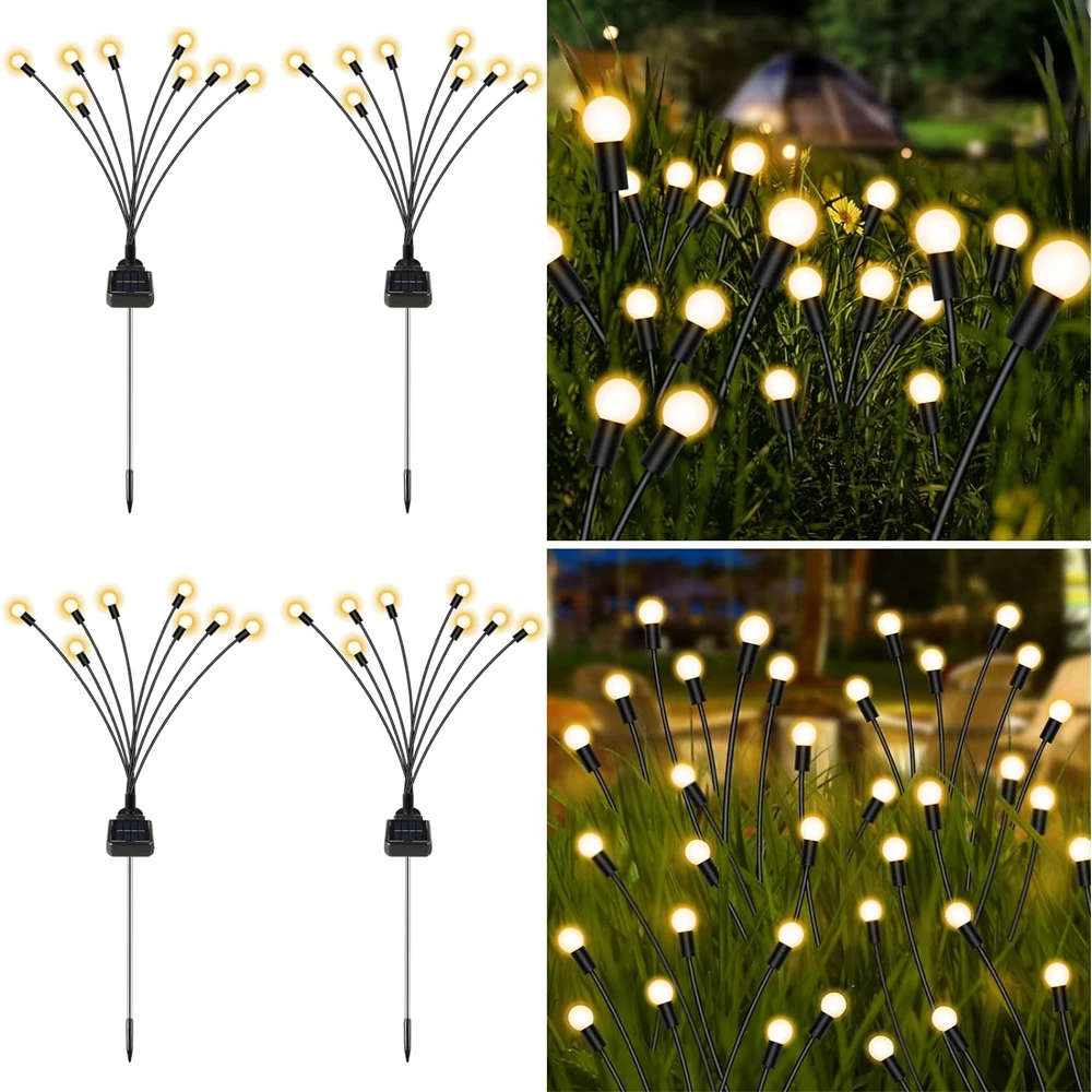 

Solar Garden Lights, 6/8/10 LEDs Solar Powered Swaying Outdoor Lights IP65 Waterproof for Landscape Patio Pathway (Warm White)