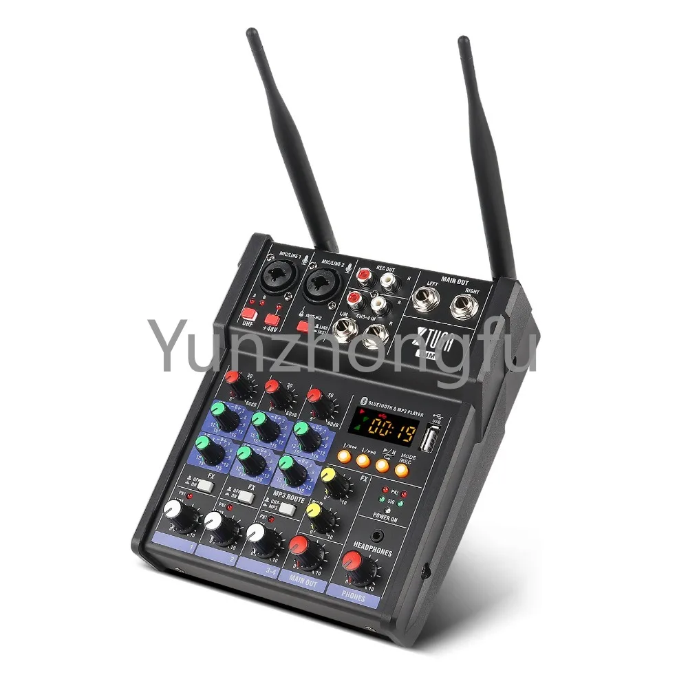 Professional Portable UHF Dual Channel Wireless Microphone Vocal Effects Mixer DJ Console Digital Audio Music Mixer
Professional Portable UHF Dual Channel Wireless Microphone Vocal Effects Mixer DJ Console Digital Audio Music Mixer