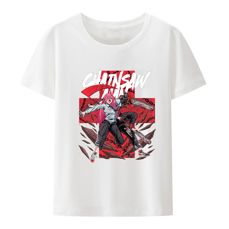 Chainsaw Man T-shirt: Breathable, comfortable modal material with a round neck Japanese cartoon design
Chainsaw Man T-shirt: Breathable, comfortable modal material with a round neck Japanese cartoon design