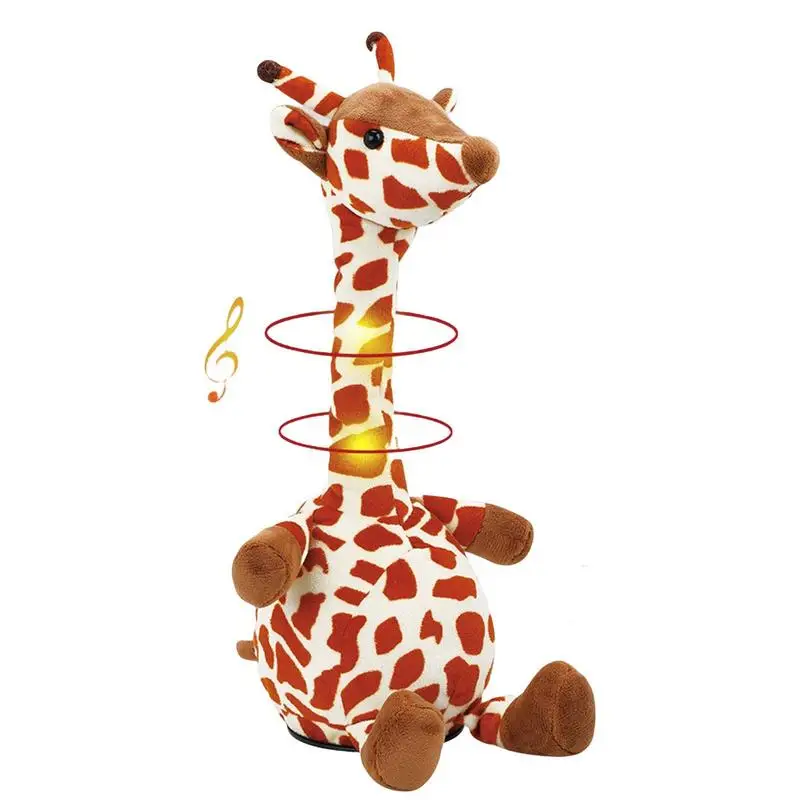 

Жираф, вращающаяся музыка, искусственная кукла, говорящий жираф, повторяет, что вы говорите, Вибрирующая голова, электрическая Интерактивная анимационная игрушка для детей