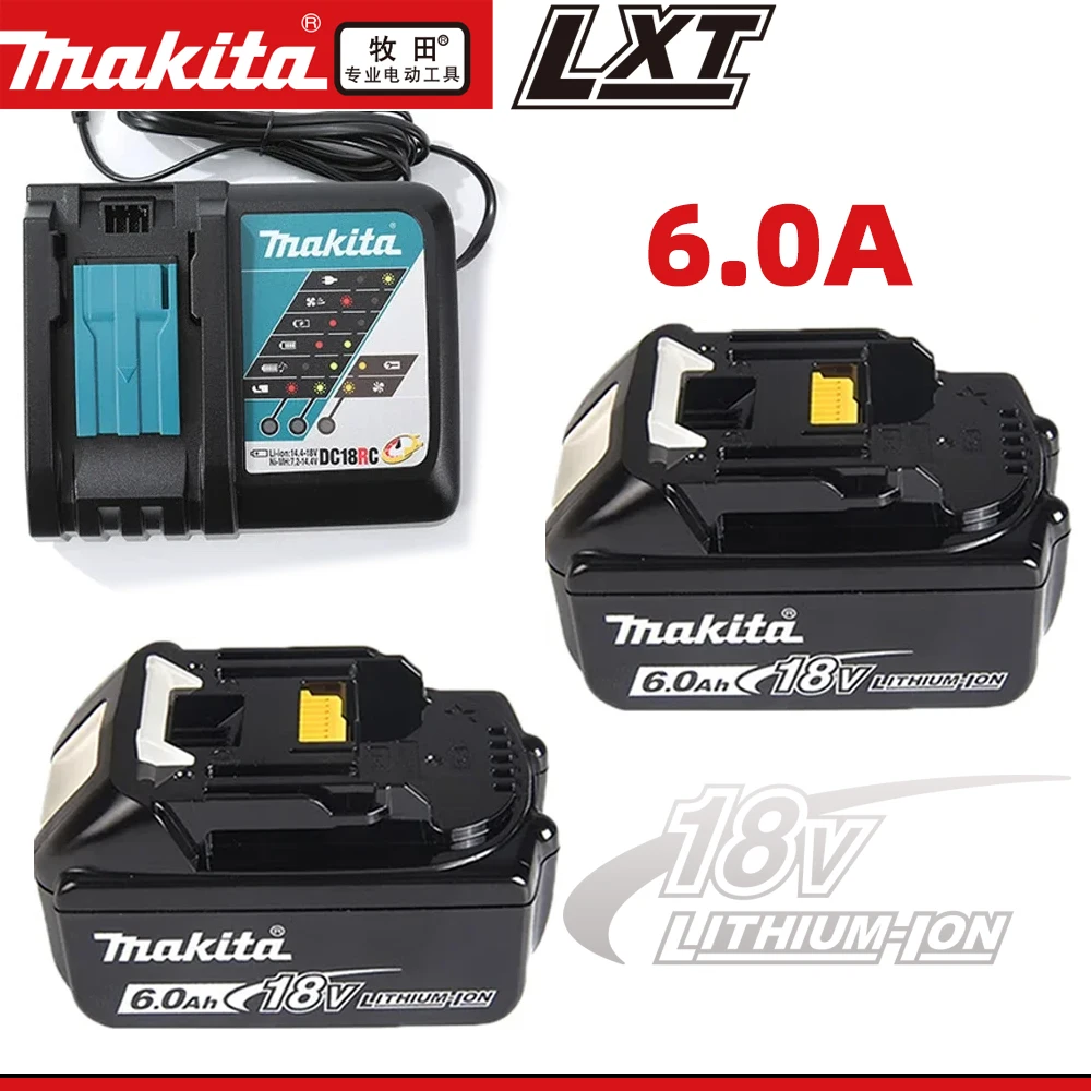 

Original Makita 18V 6A Rechargeable Power Tools Battery 18V makita with LED Li-ion Replacement LXT BL1860B BL1860 BL1850 Charger