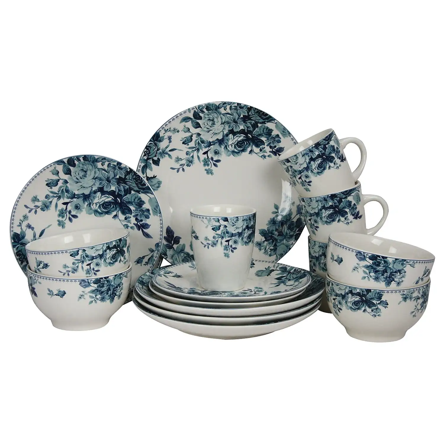 

Элегантный набор столовой посуды Elama Blue Rose из 16 предметов