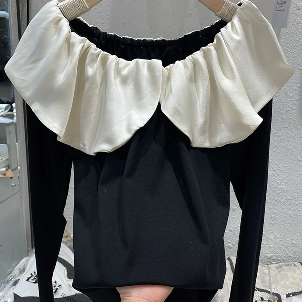 European Station Ruffle Collar Long Sleeve T-shirt Women's 2023 Autumn New Style Slim Fit Collar Overlay Top Bottom Tees Tshirt
European Station Ruffle Collar Long Sleeve T-shirt Women's 2023 Autumn New Style Slim Fit Collar Overlay Top Bottom Tees Tshirt