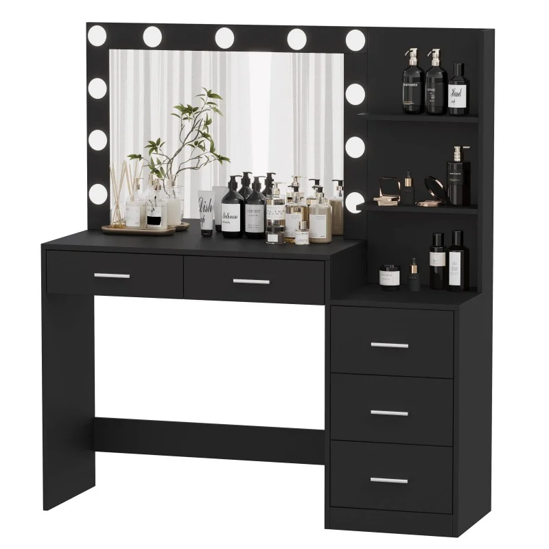 

custom，Large Makeup Vanity Table Bedroom Dresser Wooden Mirrored Dressing Table With Led Mirror