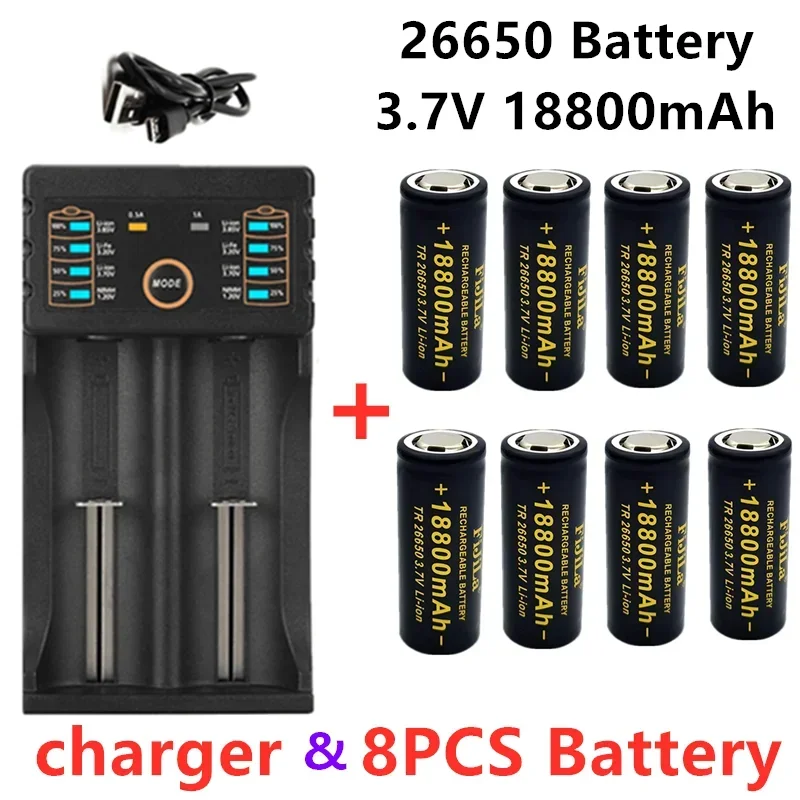 2022 New High Quality 26650 Battery 18800mAh 3.7V 50A Lithium Ion Rechargeable For LED Flashlight+ Charger
2022 New High Quality 26650 Battery 18800mAh 3.7V 50A Lithium Ion Rechargeable For LED Flashlight+ Charger