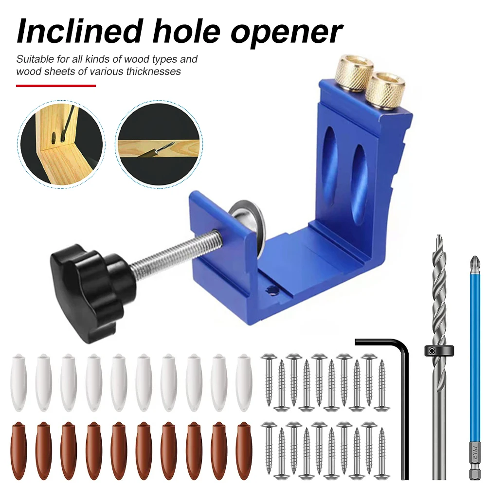 Pocket Hole Jig Kit Joinery Pocket Screw Jig for Woodworking Oblique Hole Positioner with DrillBit Screwdriver For DIY Carpentry
Pocket Hole Jig Kit Joinery Pocket Screw Jig for Woodworking Oblique Hole Positioner with DrillBit Screwdriver For DIY Carpentry