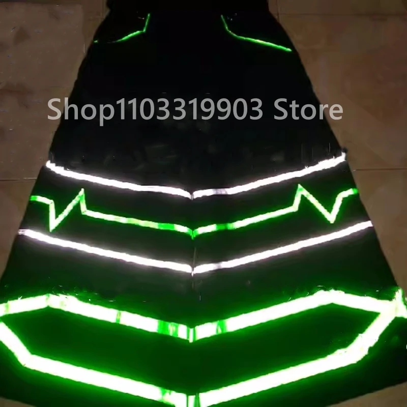 

Unisex Cool Green Reflective Strip Night Vision Pants Shuffle Ghost Dancing Pants Luminous Death Trousers Teens Clothing New