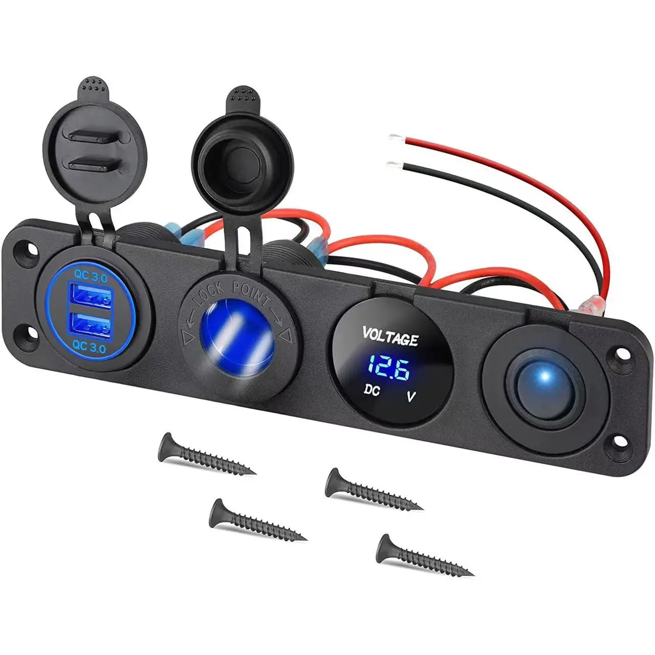 QC3.0 Dual USB Car Charger Cigarette Lighter Digital Voltmeter Panel Socket with Switch for Car Boat Motorcycle Track RV ATV 
QC3.0 Dual USB Car Charger Cigarette Lighter Digital Voltmeter Panel Socket with Switch for Car Boat Motorcycle Track RV ATV