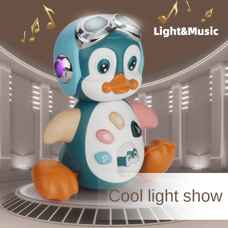 

Baby Crawling Toy Musical Penguin Infant Moving Walking Dancing Toys with Light Toddler Interactive Development Tummy Time Gift