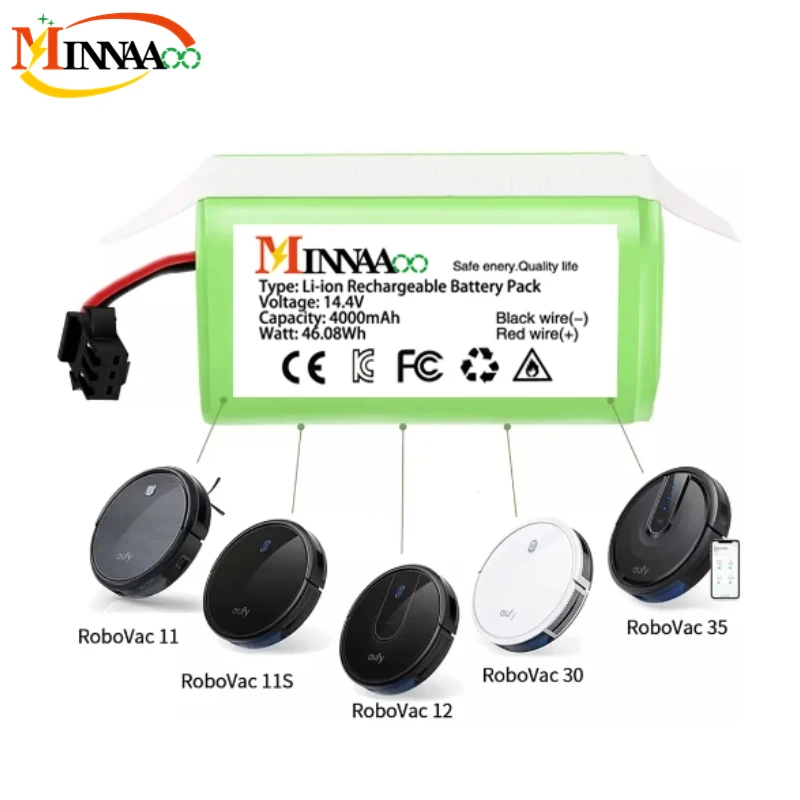 14.4V 4.0Ah Li-ion battery for Cecotec Conga Excellence 950 990 1090 Ecovacs Deebot DN621 601/605 Eufy RoboVac 35C Panda i7 V710
14.4V 4.0Ah Li-ion battery for Cecotec Conga Excellence 950 990 1090 Ecovacs Deebot DN621 601/605 Eufy RoboVac 35C Panda i7 V710