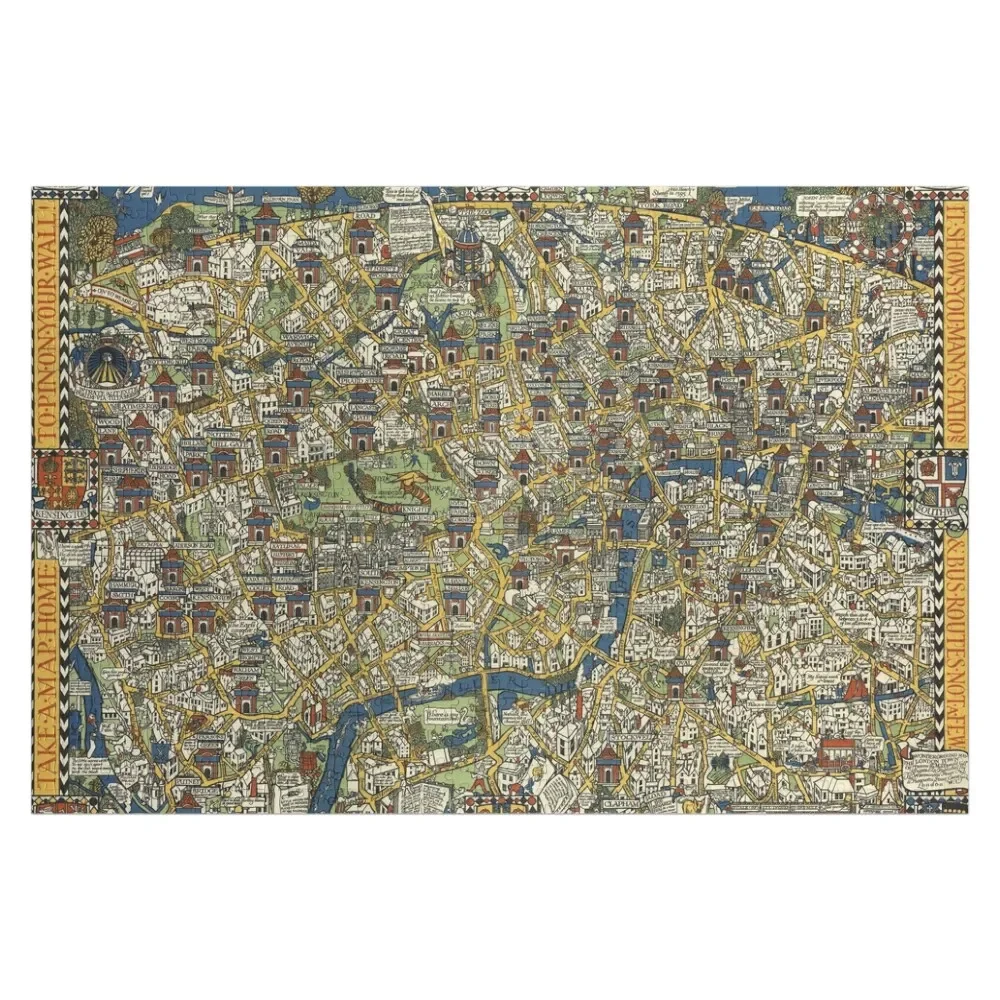 

1927 Vintage Map - The Famous Wonderground Map of London Town Jigsaw Puzzle Customizeds For Kids Wood Name Puzzle
